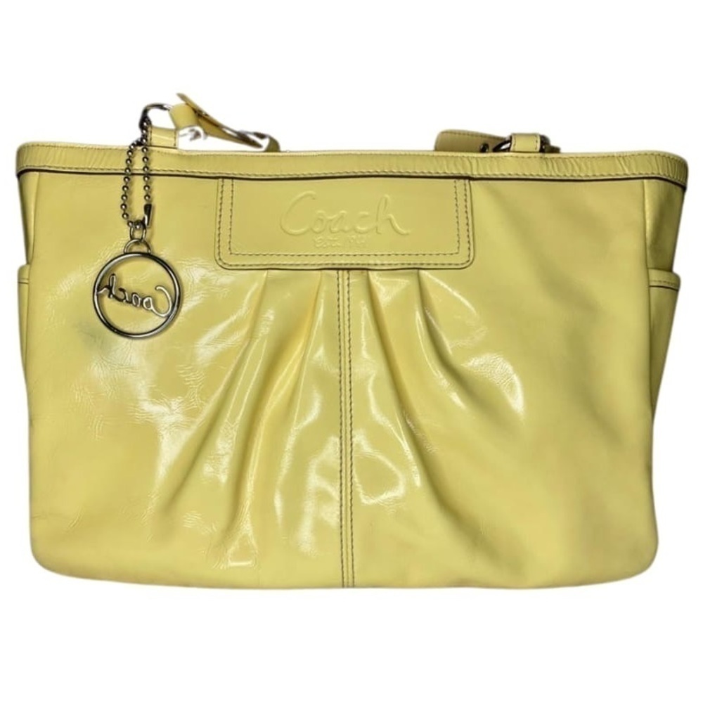 COACH Patent Yellow Gallery Tote - Picture 8 of 12